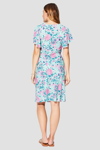 Jurk - Wit, groen en roze