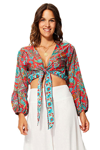 Crop Top - Rood en turquoise