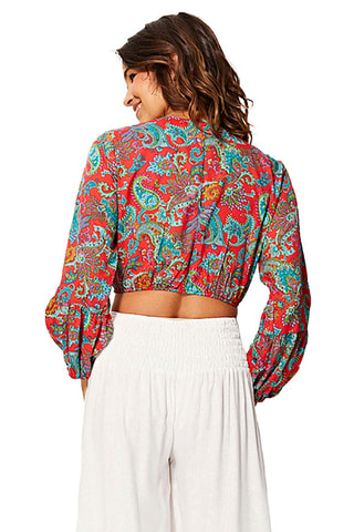 Crop Top - Rood en turquoise