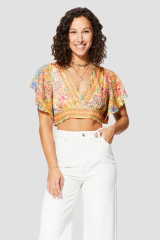 Crop Top - Geel en blauw