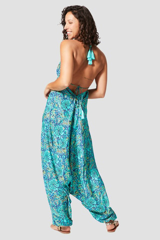 Jumpsuit - Goudkleurig en turquoise