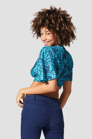 Crop Top - Goudkleurig en turquoise