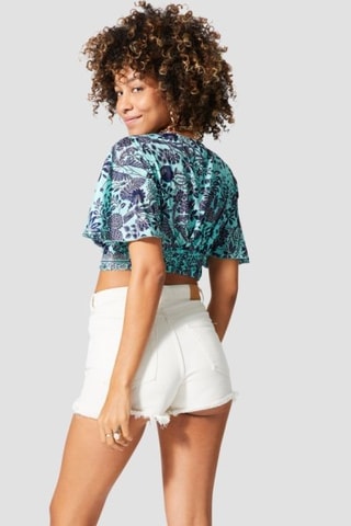 Crop Top - Goudkleurig en turquoise