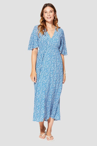 Lange Jurk - Blauw en wit