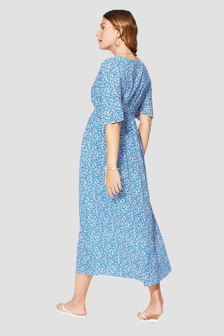Lange Jurk - Blauw en wit