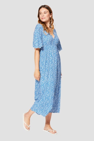 Lange Jurk - Blauw en wit