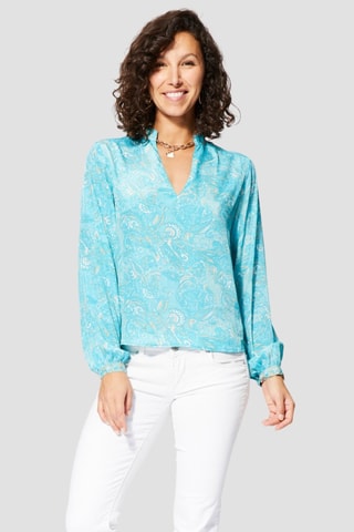 Top - Turquoise en beige