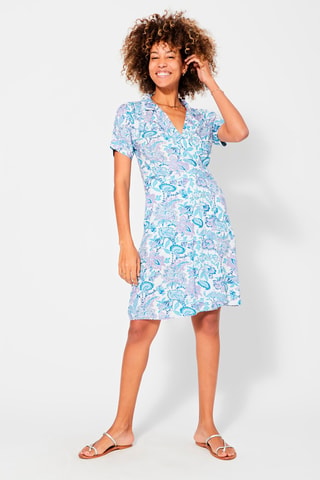 Jurk - Wit, blauw en roze