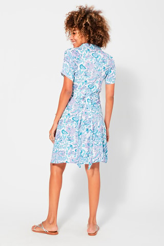 Jurk - Wit, blauw en roze