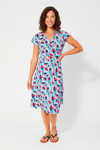 Midi-jurk - Rood, blauw en roze