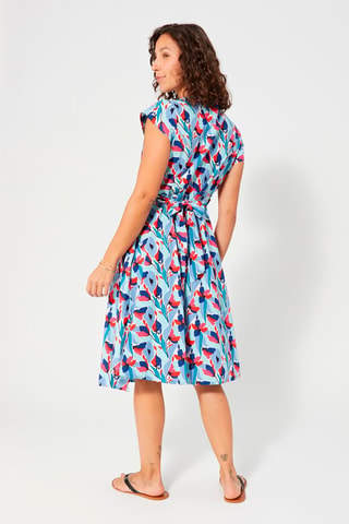 Midi-jurk - Rood, blauw en roze
