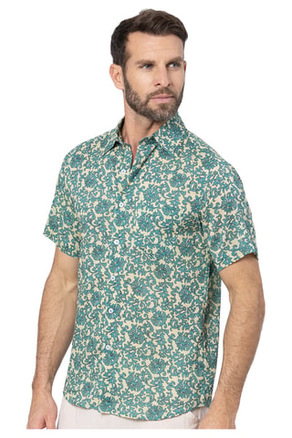 Overhemd - Wit en turquoise