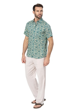 Overhemd - Wit en turquoise
