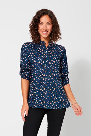 Top - Zwart, beige en blauw