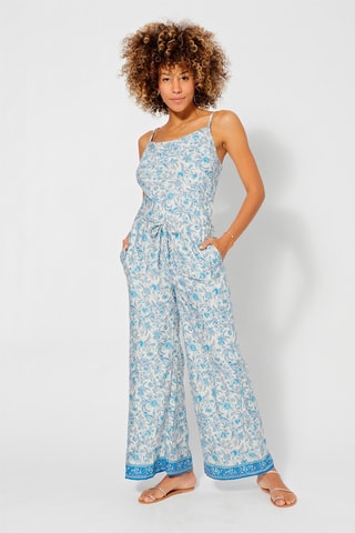 Jumpsuit met Bloemenmotief - Wit, blauw en paars