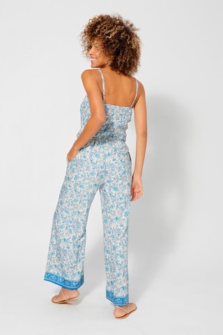 Jumpsuit met Bloemenmotief - Wit, blauw en paars