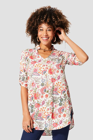 Tuniek - Wit, roze en oranje