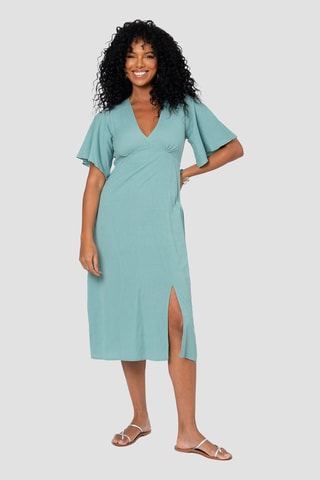 Linnen Midi-jurk - Blauw