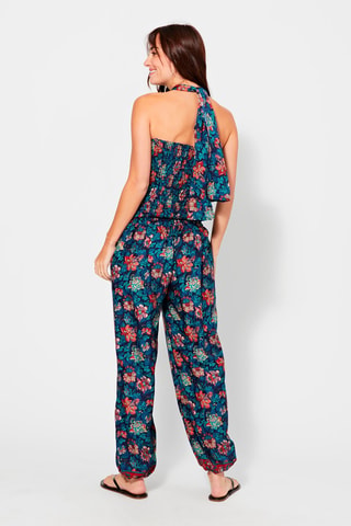 Jumpsuit met Bloemenmotief - Beige, rood en blauw