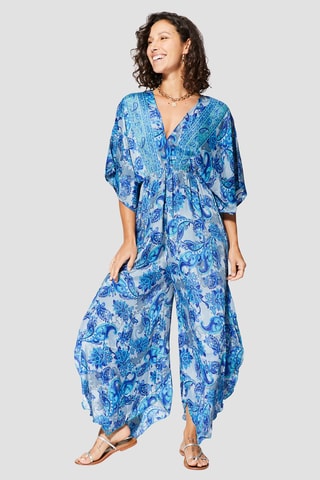 Jumpsuit - Grijs en marineblauw