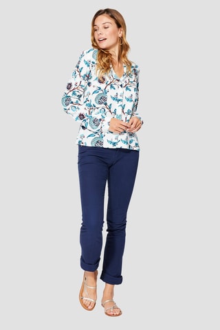 Blouse - Blauw en wit