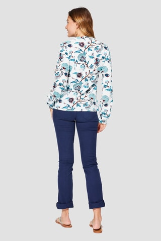 Blouse - Blauw en wit