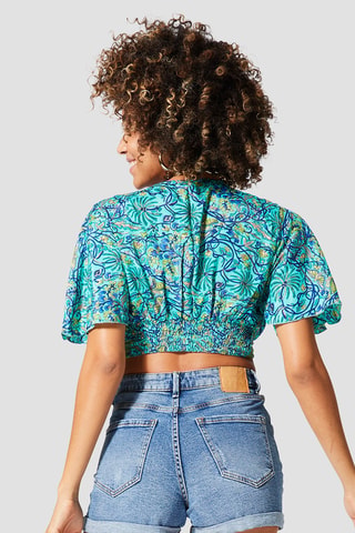 Crop Top - Goudkleurig en turquoise