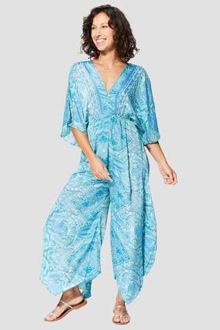 Jumpsuit - Blauw en beige