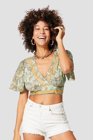 Crop Top - Goudkleurig en beige