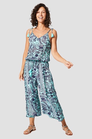 Jumpsuit - Goudkleurig en turquoise