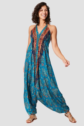 Jumpsuit - Goudkleurig en blauw