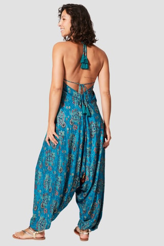 Jumpsuit - Goudkleurig en blauw