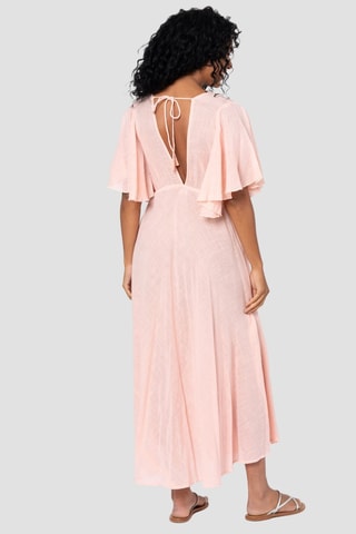 Lange jurk met ruches - Roze