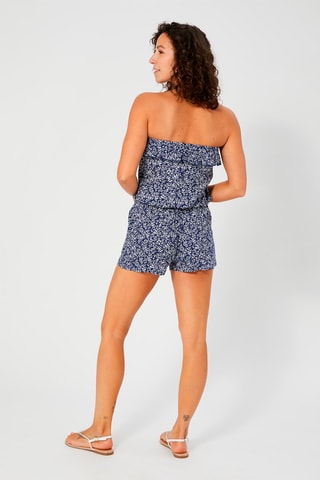 Strapless Playsuit - Wit en blauw
