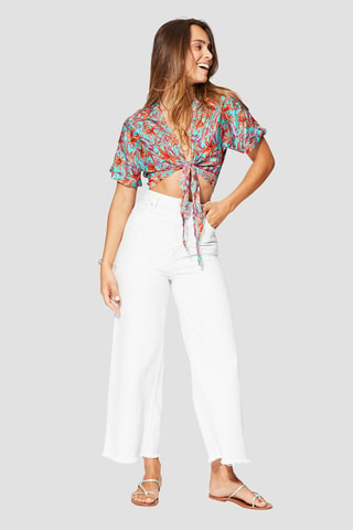Crop Top - Rood, blauw en oranje