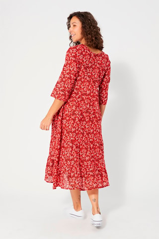 Midi-jurk - Wit, zwart en rood