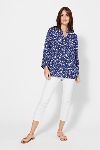 Blouse - Wit en blauw