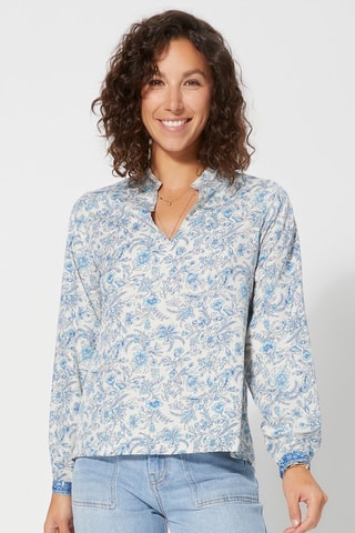 Blouse - Wit en blauw