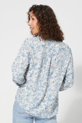 Blouse - Wit en blauw