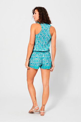 Playsuit met Bloemmotief - Wit, beige en blauw