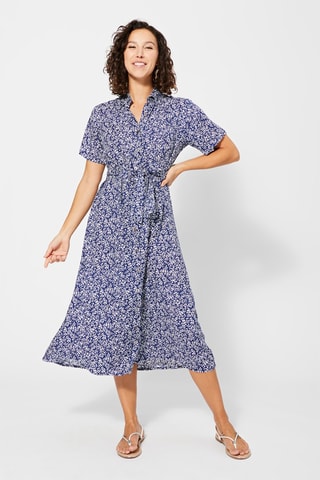 Blouse-jurk - Wit en blauw