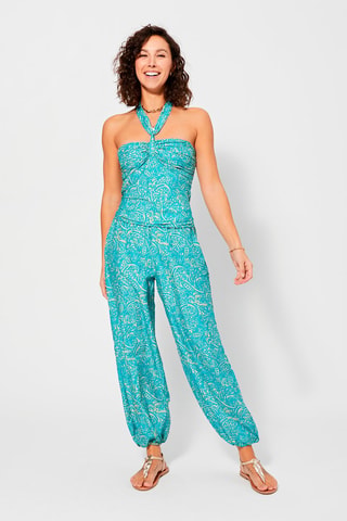 Jumpsuit - Wit, beige en blauw