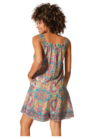 Mouwloze Playsuit - Beige, blauw en roze