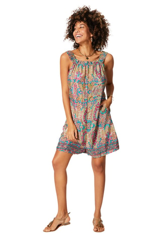Mouwloze Playsuit - Beige, blauw en roze