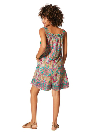 Mouwloze Playsuit - Beige, blauw en roze