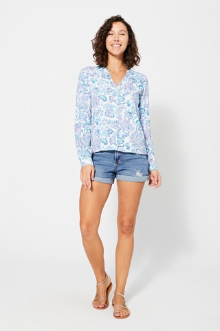 Blouse - Wit, blauw en paars