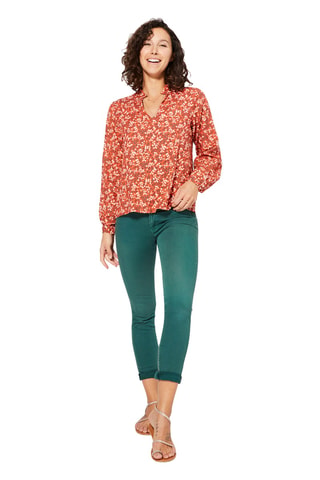 Blouse - Oranje, groen en wit