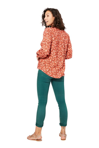 Blouse - Oranje, groen en wit