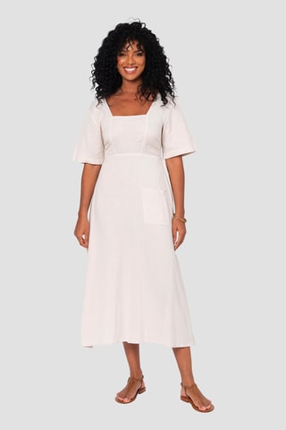 Linnen Midi-jurk - Beige