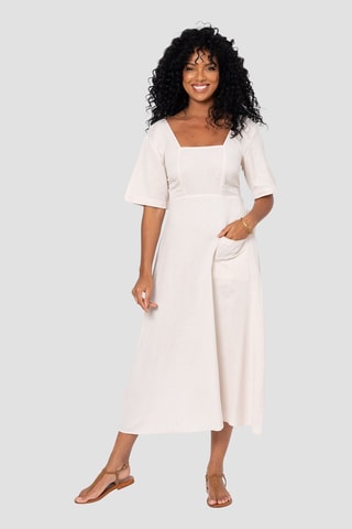 Linnen Midi-jurk - Beige